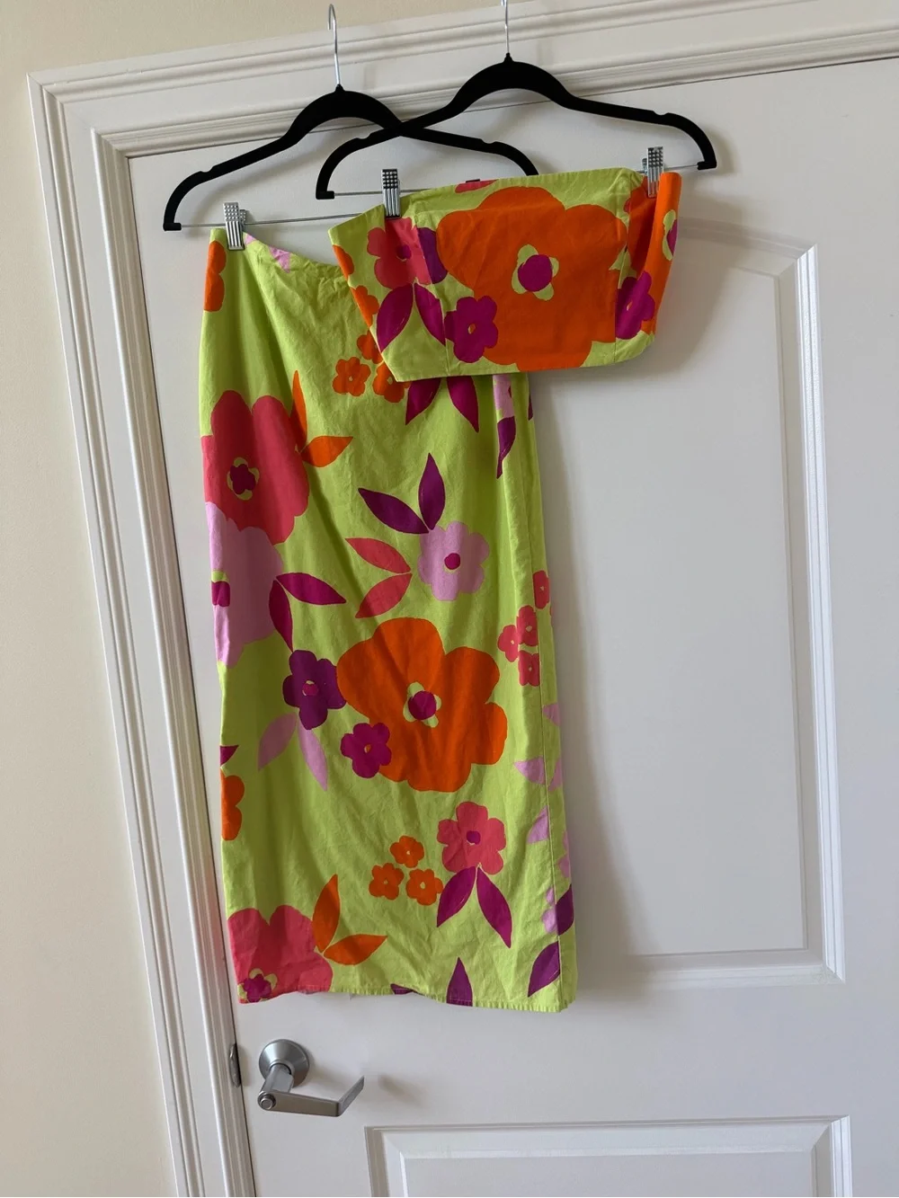 Sabo Skirt Lime Green Floral Strapless Two-Piece Maxi Set
